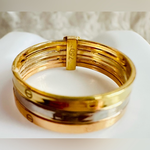 Tricolor Ring. 💛 Real 18(18k) Karat Solid Gold Jewelry - Picture 5 of 8